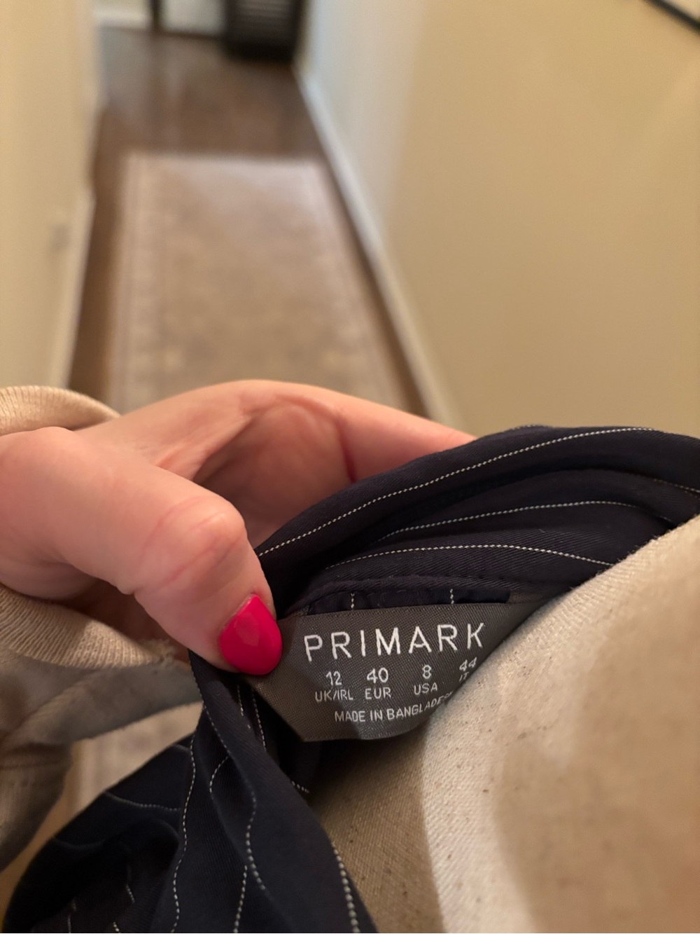 Primark Navy Pinstripe Button-Front Midi Dress - Picture 4 of 5